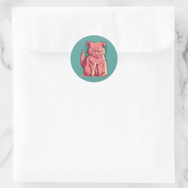 Sticker Rond Chat Grincheux (Sac)