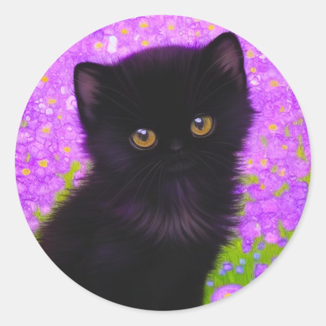 Sticker Rond Chat Gustav Klimt (Devant)
