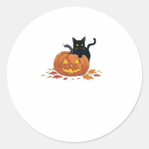 Sticker Rond Chat Halloween Citrouille Pour Femmes Hommes Enfan