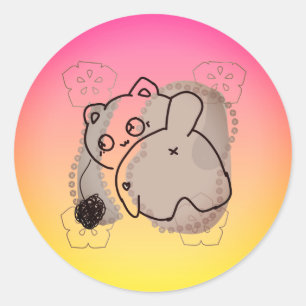 Sticker Rond Chat joueur avec fil de laine