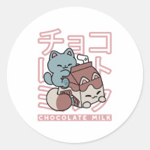 Chat Kawaii avec du Lait au Chocolat – Pop Art Jap