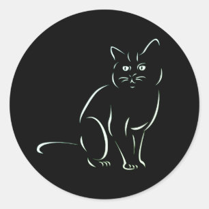 Sticker Rond Chat Kitty Blanc