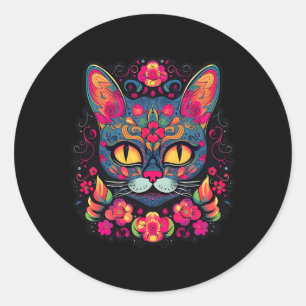 Sticker Rond Chat Kitty Kitten Patrouilles Crâne à sucre Calave
