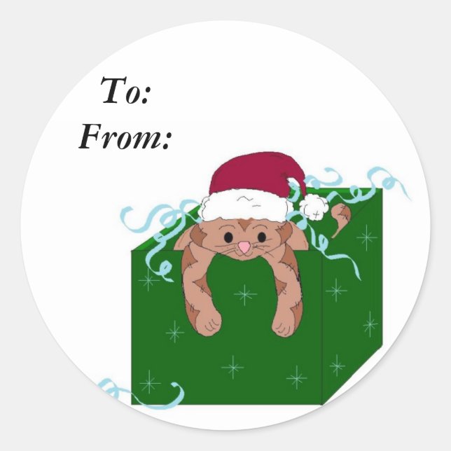 Sticker Rond Chat Kitty Noël (Devant)