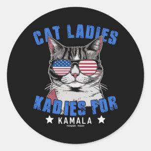 Sticker Rond Chat Ladies For Kamala (2)