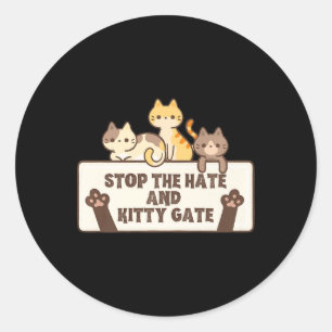 Sticker Rond Chat Ladies For Kamala Harris Stop Hate Kitty G