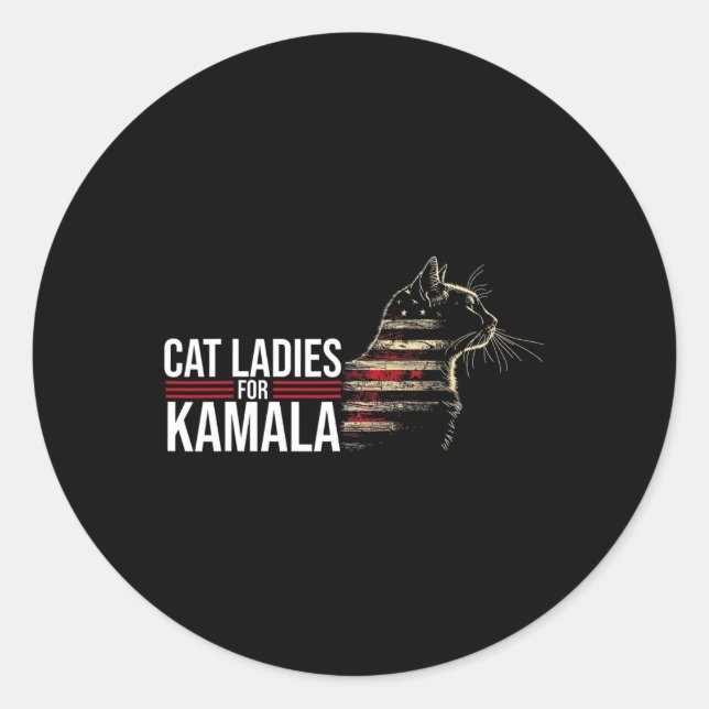 Sticker Rond Chat Ladies Pour Kamala (Devant)