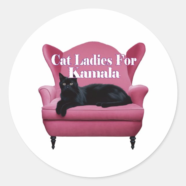 Sticker Rond Chat Ladies Pour Kamala. (Devant)