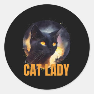 Sticker Rond Chat Lady For Kamala Harris Design unique