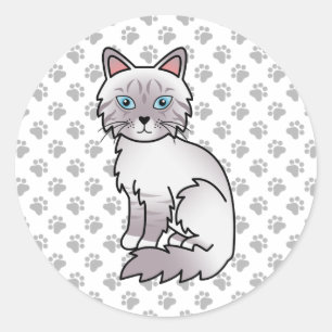 Sticker Rond Chat Lilac Point Tabby Birman / Ragdoll Mignon & P