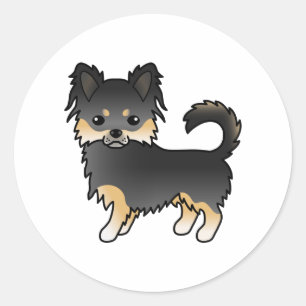 Sticker Rond Chat long noir et tan Chihuahua mignon chien de de