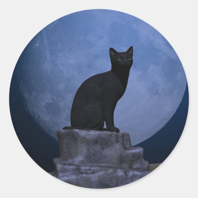 Sticker Rond Chat Lune (Devant)