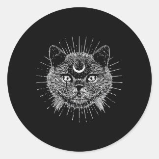 Sticker Rond Chat Lune Noire Goth Mode Machine Halloween
