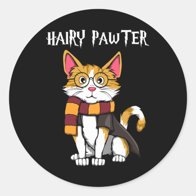 Sticker Rond Chat Magique Avec Gles Qui Chat (Devant)