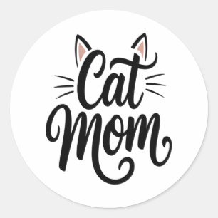 Sticker Rond Chat Maman Whiskers et Oreilles