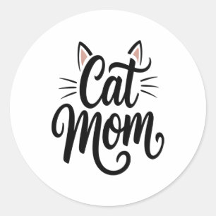 Sticker Rond Chat Maman Whiskers et Oreilles
