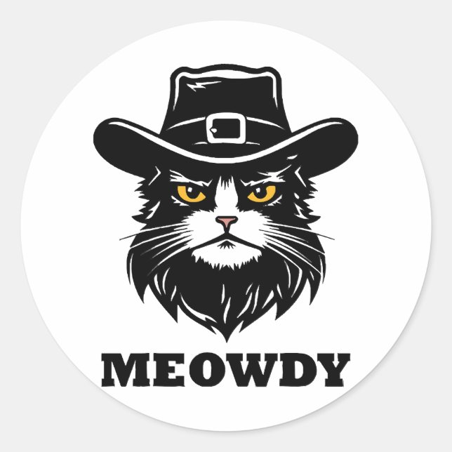 Sticker Rond Chat  Miaou Salut Drôle de Chat (Devant)
