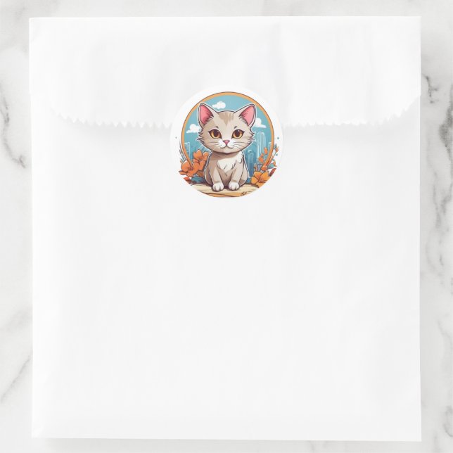 Sticker Rond chat mignon (Sac)