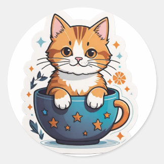 Sticker Rond Chat mignon