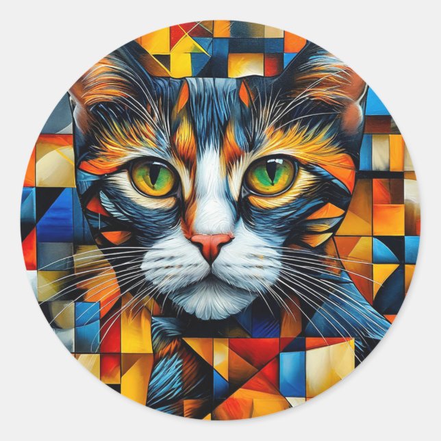 Sticker Rond Chat mignon (Devant)
