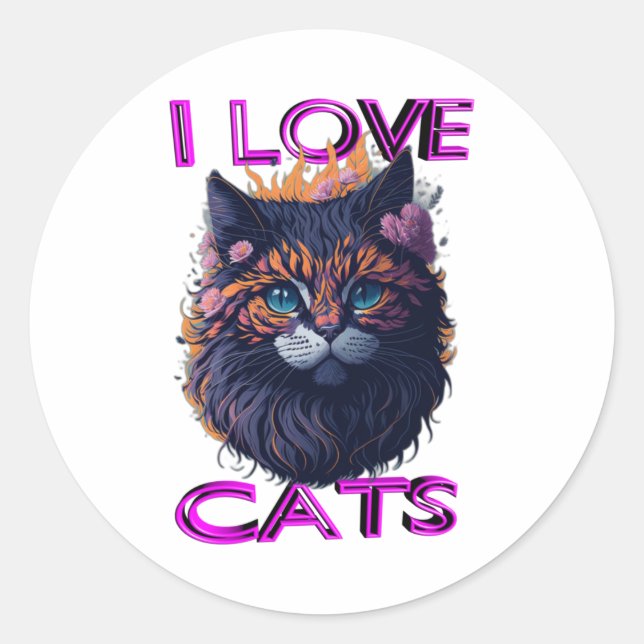 Sticker Rond Chat mignon et adorable s5 (Devant)