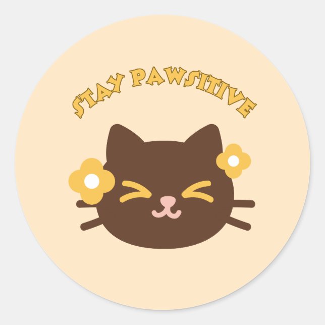 Sticker Rond Chat mignon et joyeux (Devant)