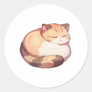 Sticker Rond Chat Munchkin mignon couchage classique T-shirt