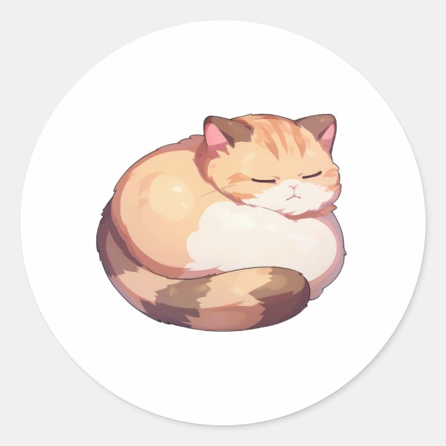 Sticker Rond Chat Munchkin mignon couchage classique T-shirt (Devant)