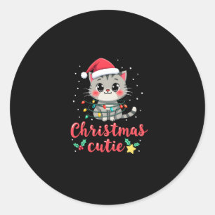 Sticker Rond Chat Noël Cutie Chats T-shirt Noël pour hommes