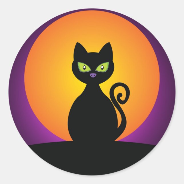 Sticker Rond Chat noir (Devant)