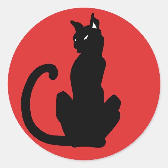 Sticker Rond Chat noir (Devant)