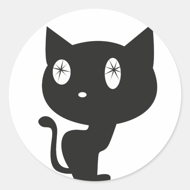 Sticker Rond Chat Noir (Devant)