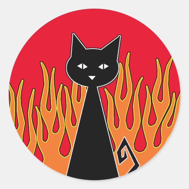 Sticker Rond Chat noir (Devant)