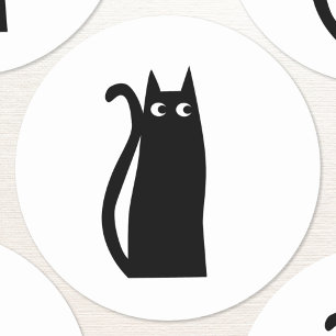 Sticker Rond Chat noir amusant