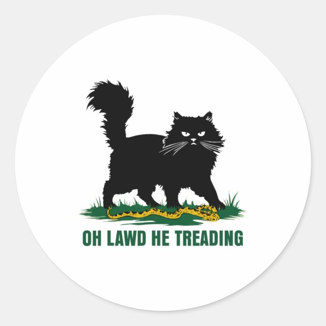 Sticker Rond Chat Noir Avec Serpent Oh Barbe Il Treading Nature (Devant)