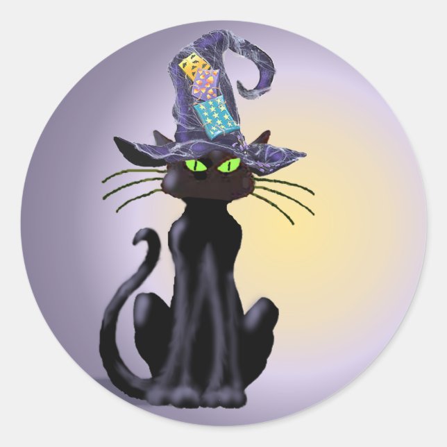 Sticker Rond CHAT NOIR & CASQUETTE par SHARON SHARPE (Devant)