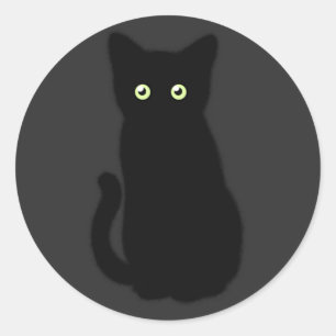 Sticker Rond Chat noir, chaton mignon, plaisir spottaculaire