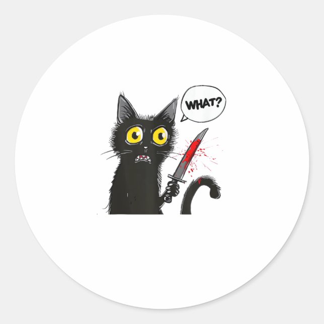 Sticker Rond Chat noir Costume Halloween Witchcraft Spider Web (Devant)