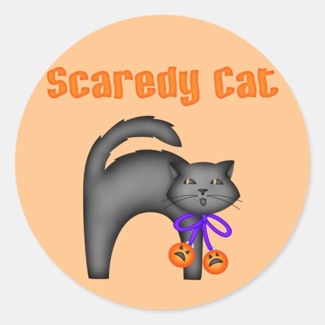 Sticker Rond Chat noir d'Halloween (Devant)