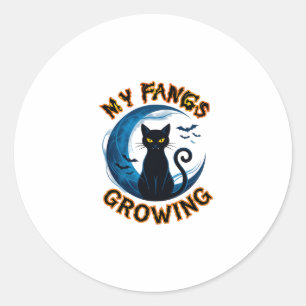 Sticker Rond Chat noir d'Halloween Crocs de Lune bleue Chauves-