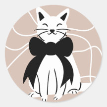 Chat noir et blanc avec ligne abstraite