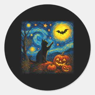 Sticker Rond Chat noir Halloween amateurs de chats