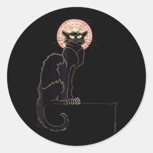 Sticker Rond Chat Noir Halloween Drôle Cadeau pour Amateurs de