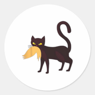 Sticker Rond Chat Noir Kamala Harris Avec Trump Cheveux Sarcast