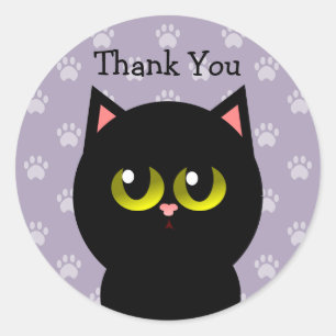Sticker Rond Chat Noir Merci