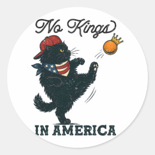Sticker Rond Chat Noir Pas De Rois En Amérique