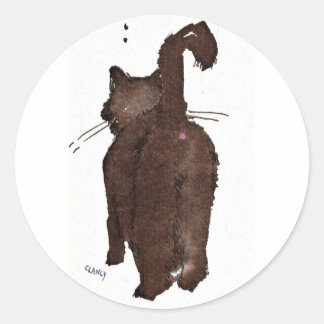 Sticker Rond Chat noir qui part