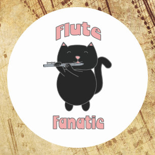Sticker Rond Chat noir rose Fluate