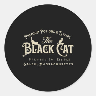 Sticker Rond Chat noir Salem Est 1626 Chat d'Halloween