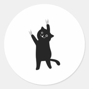 Sticker Rond Chat noir se tenant